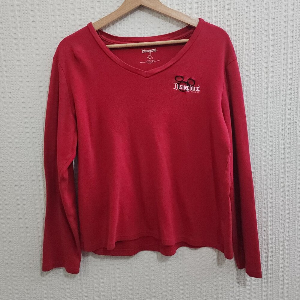 Vintage Disneyland Resort Red Boxy Crop Long Sleeve Top Size XL - Picture 2 of 10